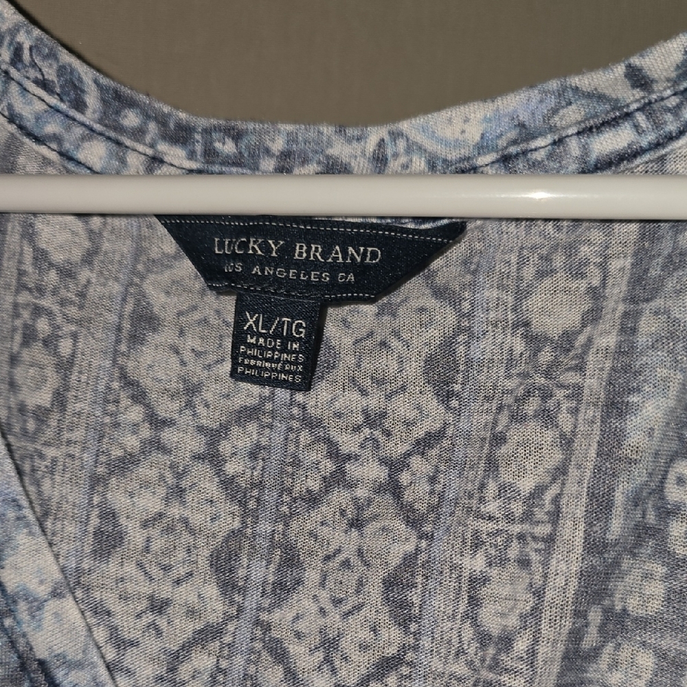 Lucky Brand Light Blue Patterned Blouse - Picture 2 of 4
